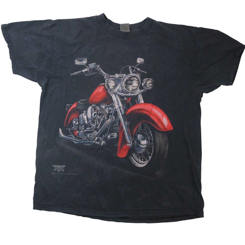 Vintage 3D Emblem Big Motorcycle Graphic T Shirt